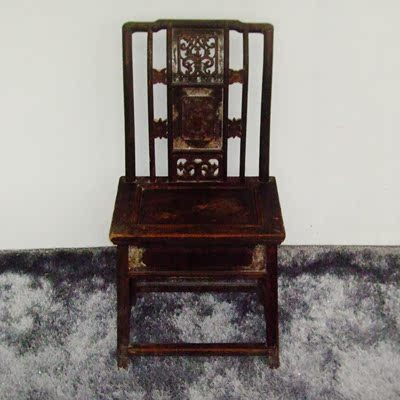 古董古玩木艺收藏 清代精美镂空雕花杂木椅子一只 QT64