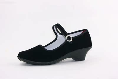 老北京布鞋中跟单女鞋鞋舞蹈鞋民族舞鞋 工作鞋黑色布鞋