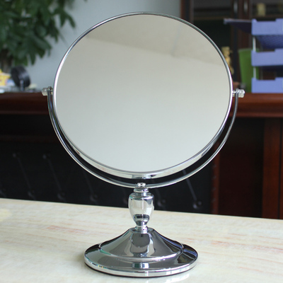 米乐佩斯 镜子台式化妆镜大号双面美容镜欧式公主镜便携镜金属镜