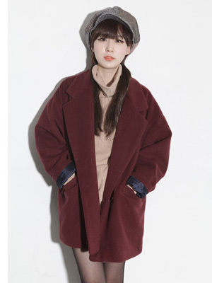韩国代购新款超可人小清新毛呢纯色外套学院西装女呢子大衣外套
