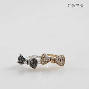 韩版时尚蝴蝶结戒指，镶嵌进口水钻（两件包邮）