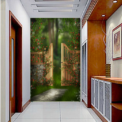 大型壁画 书房玄关走廊壁纸过道背景墙纸 梦幻风景 欧式田园花朵