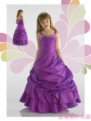 公主裙演出服儿童蛋糕裙花童女童小礼服紫色婚纱新款灰姑娘特价