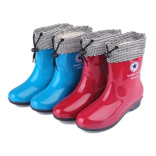 冬季短筒女士雨鞋甜美韩国加绒保暖雨靴套鞋水鞋胶鞋防滑时尚女靴