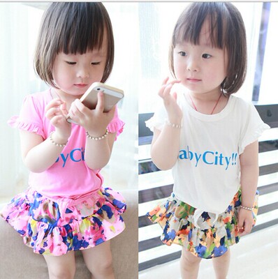 童装女童1-2-3岁公主连衣裙 夏装2014新款儿童装韩版短袖运动套装