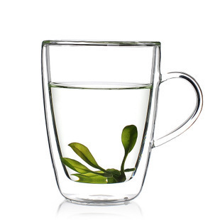 bodm正品透明双层水杯办公杯子耐热抗冷饮果汁杯绿茶杯特价包邮