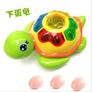 儿童益智玩具 电动万向轮带音乐会下蛋的乌龟 炫彩下蛋龟 送电池
