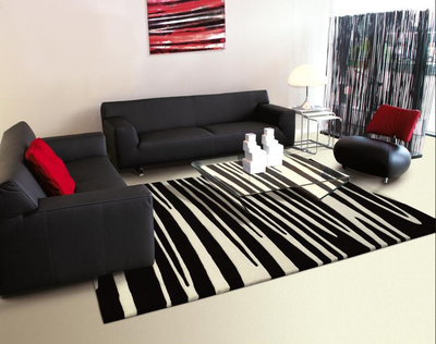 圣名菲 时尚黑白色条纹地毯 加厚腈纶 客厅 卧室地毯 可定做