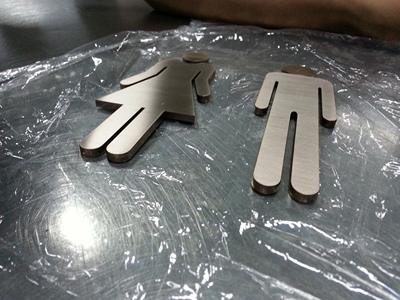 不锈钢男女WC卫生间标识不锈钢镀钛不锈钢实心水晶底不锈钢面标识