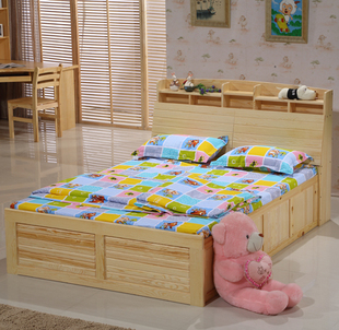 特价 实木床 松木双人床 储物高箱床木床 1.8米 包物流