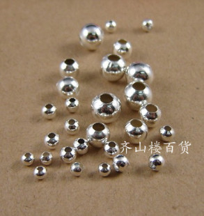 DIY串珠隔珠圆珠子3.2毫米/4mm/6mm/8毫米铁镀银色 铁珠子