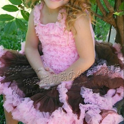 儿童咖啡蓬蓬裙套装 泡泡衫+蓬蓬裙Coffee Brown Pink Petti Set