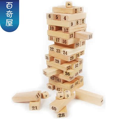 [百奇屋]木制桌面游戏 数字叠叠高 层层叠 酒吧玩具抽积木抽抽乐
