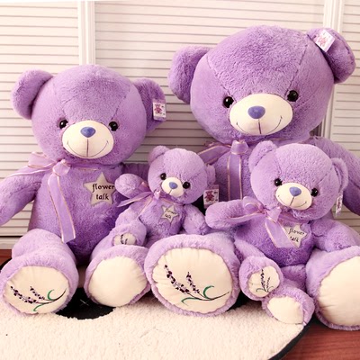 紫色薰衣草小熊毛绒玩具泰迪抱抱熊大熊公仔布娃娃生日礼物送女生