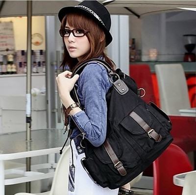 2014新款韩版甜美女式时尚帆布单肩电脑大背包逛街休闲手提购物袋