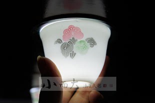 醴陵老瓷器--醴陵釉下手绘60年代环型款含大球泥大酒杯