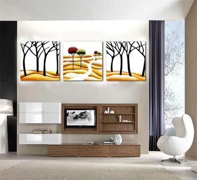 黄金路现代客厅装饰画沙发背景墙休闲会所抽象简欧挂画三联无框画