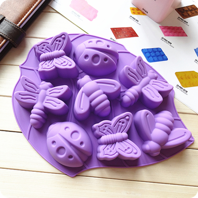 【俏公主烘焙】8连昆虫硅胶模蛋糕模具/果冻模具冰格 巧克力模具