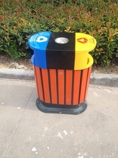 室外垃圾箱钢木分类垃圾桶公共场所学校环保垃圾箱三色桶小区道路