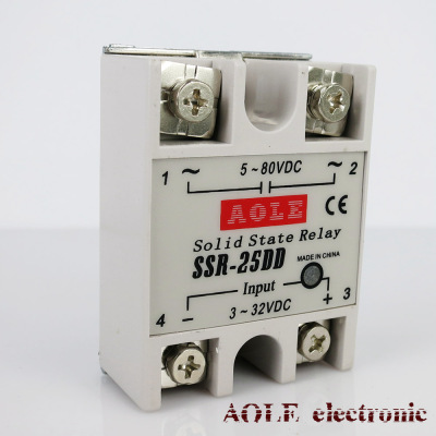 奥乐正品单相固态继电器SSR-25DD直流控交流DC-AC白壳铝板质保