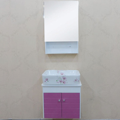小户型卫浴PVC浴室柜组合带镜柜洗脸盆洗手洗面盆池台上盆浴室柜