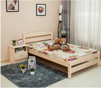 实木床儿童床单人床双人床青少年床1.0米1.2米1.35米1.5米1.8米