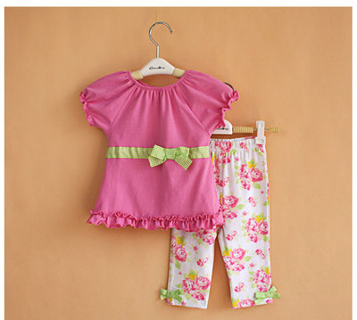 婴幼儿夏装2015女宝宝衣服夏季外出服0-1岁婴儿短袖全棉两件套装