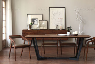 美式乡村铁艺复古做旧实木餐桌 长方形饭桌办公桌 咖啡厅简约家具