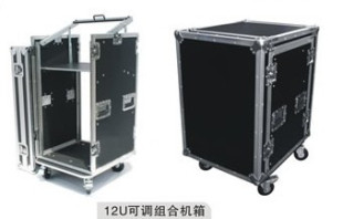 总高16U组合机柜 (12U+4U) 航空箱机箱机柜 机箱 16U三门组合机柜