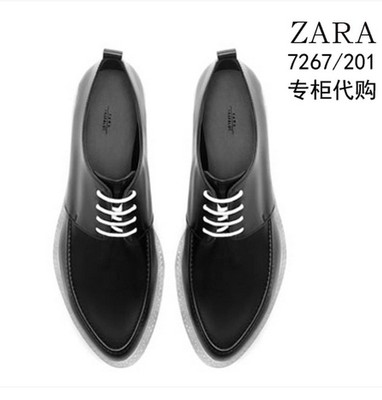 郑秀晶同款代购 系带平底单鞋透明鞋底德比皮鞋7267/201