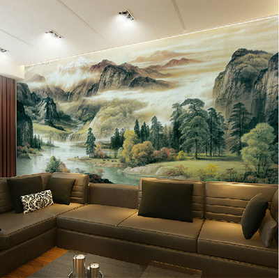 大型壁画无缝 客厅沙发背景墙纸电视壁布 中式现代国画山野
