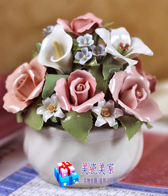 [满就减]美国cosmos 陶瓷摆件音乐盒生日祝寿结婚礼品  花团锦簇