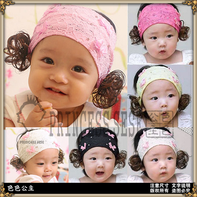 韩国儿童发饰头饰婴儿发带宝宝发带假发●蕾丝蝴蝶结公主