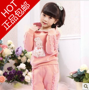 2015新款女童秋装 套装加绒保暖两件套 小童韩版运动休闲套装