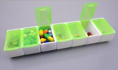可拆七格药盒便携一周 保健品收纳药盒 透明分格装塑料迷你小药盒
