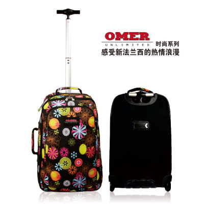 黑色花朵拉链行李箱20寸大小学生旅行箱女生可爱小型拉杆箱登机包