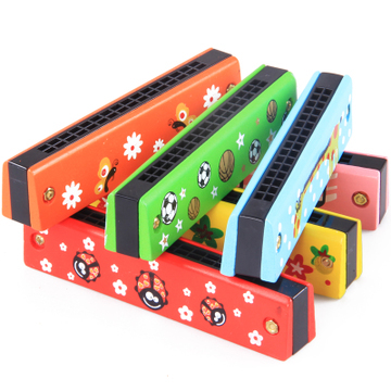 奥尔夫乐器16孔儿童口琴 初学吹奏乐器玩具 彩色木制宝宝益智玩具