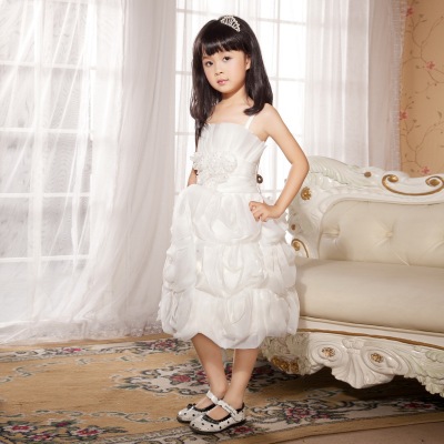 白色连衣裙 女童蓬蓬公主裙 新款童装 花童礼服 六一演出服 B011