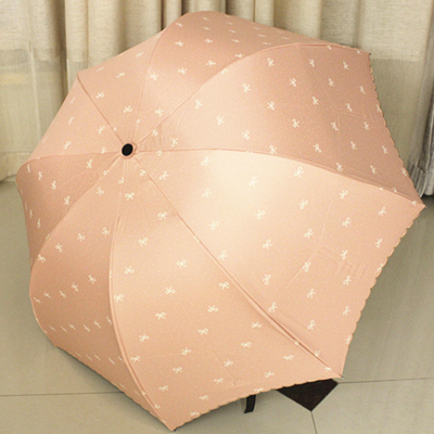 新品多色 韩式拱形 二折叠刺绣花边 黑胶防紫外线晴雨兼用 防晒伞