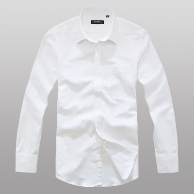 CC100正装男纯棉白衬衣 高档免烫商务男装长袖男士衬衫 白色工服