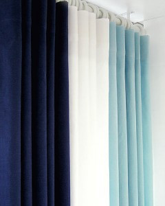 【KOREA HOUSE】进口韩国高档拼色窗帘NUM003(蓝白）特价