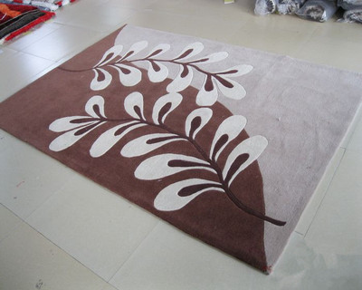 可订制手工晴纶地毯简约后现代咖色叶子客厅茶几卧室高档地垫