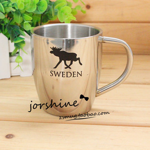 300ML正品 JORSHINE 咖啡杯 设计源于瑞典 纯不锈钢 耐高温消毒