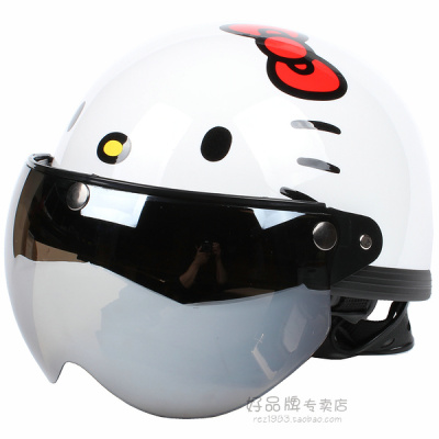 包邮！台湾进口 限量版 Hello Kitty 电动哈雷摩托车头盔 夏盔