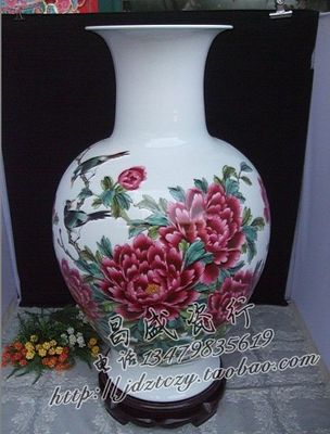 景德镇陶瓷名人花瓶 手绘瓷器大花瓶白头富贵鱼尾瓶俞金喜AA