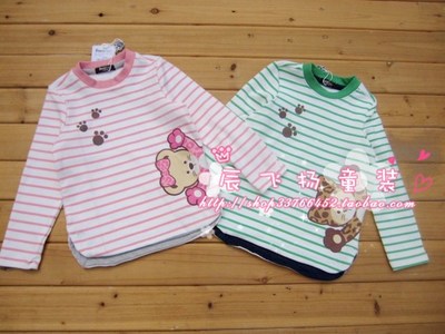清亏！韩国品牌童装男童女童条纹长袖T恤PCLA3A781M LA3A781M