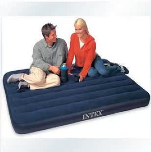 INTEX高级植绒条纹双人充气床垫 双人气垫床 冲气垫