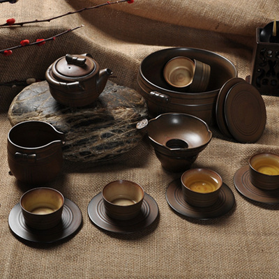 台湾粗陶复古柴烧古陶土紫砂日式手工茶具茶洗套装陶瓷功夫茶杯