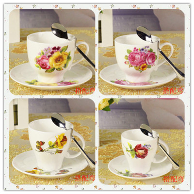 包邮 欧式咖啡杯套装 骨瓷咖啡杯3件套 创意陶瓷咖啡杯碟logo定制