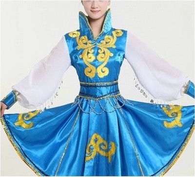 蒙古族少数民族风女装筷子舞大红色亮片舞台装舞蹈服演出服装